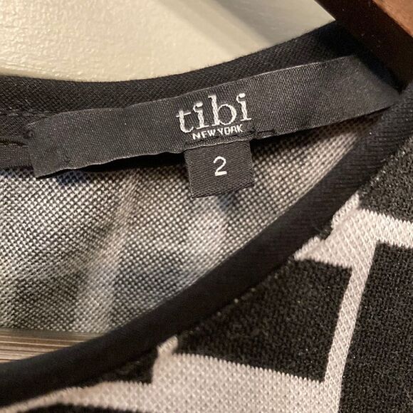 Tibi Black & White Patterned Sleeveless Dress Size 2 - Picture 3 of 7